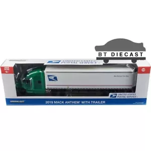 GREENLIGHT 30090 2019 MACK ANTHEM 18 WHEELER TRACTOR TRAILER 1/64 USPS Chase - Picture 1 of 1