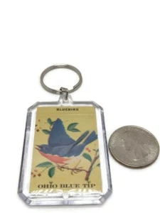 Schlüsselanhänger Repurposed Vintage Streichholz Cover Ohio Blue Tip Bluebird  - Bild 1 von 2