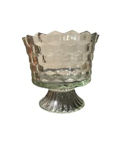 FOSTORIA CLEAR GLASS CUBED PEDESTAL COMPOTE CANDY DISH TRIFLE BOWL 5.5" Vintage - Picture 1 of 2