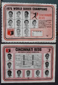1975 Cincinnati Reds World Champs schedule placemat set Bench Rose Morgan Perez- - Picture 1 of 1