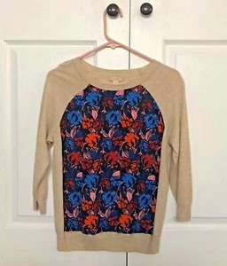 J Crew geblümtes 3/4-Arm-Top Größe Small hellbraun  - Bild 1 von 3