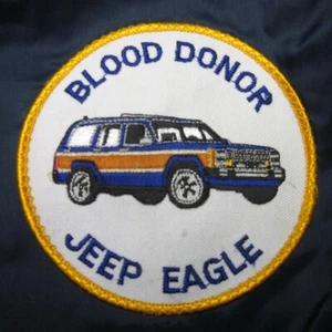 JEEP EAGLE patch Blood Donor 1980s windbreaker Dunbrooke lrg jacket Pla-Jac - Picture 1 of 3
