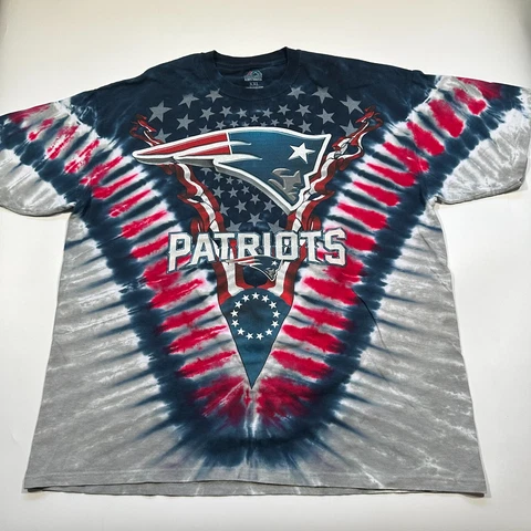 Majestic Adult New England Patriots Football Tie Dye Tshirt Red Blue Size 2XL Cover