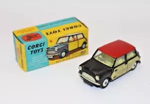 Corgi Car Toys Mini-Cooper w/ Wickerwork Model 249 Original In Box Black Red - Picture 1 of 5
