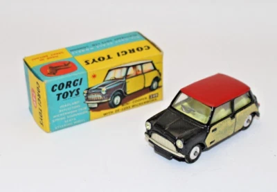 Corgi Car Toys Mini-Cooper w/ Wickerwork Model 249 Original In Box Black Red - Image 1 of 4