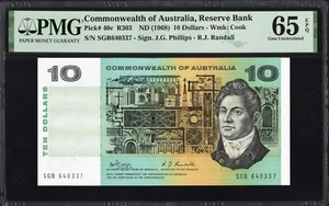 Australia 10 Dollars P40c R303 1968 Phillips Randall PMG65 Gem UNC EPQ Banknote - Imagen 1 de 2