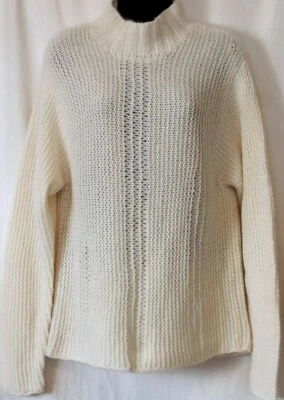SAKS FIFTH AVENUE Ivory Cashmere Loose Knit Sweater - Sz L NWOT - Image 1 of 2