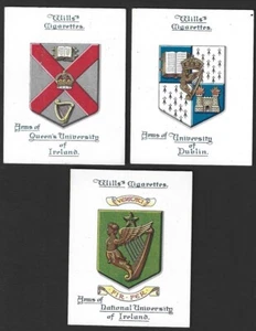 ARMS OF UNIVERSITIES Ireland 1927 large cigarette cards 3 diff by Will's - Picture 1 of 2