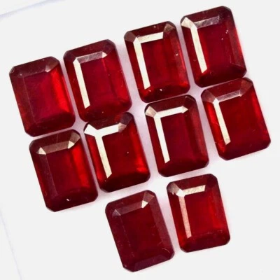 Wholesale Lot 5x4mm & 6x5mm Emerald Cut Natural Ruby Loose Calibrated Gemstone - Image 1 of 4