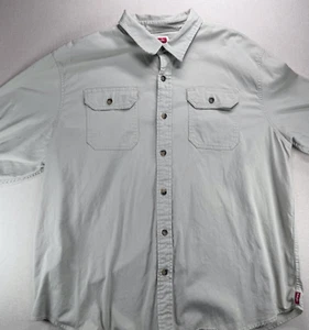 Wrangler Cotton Work Shirt 2XL Men's Long Sleeve Beige Tan Buttons Worn Ranch - Picture 1 of 8
