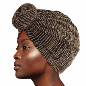 Gold Stripe Donut Knot Turban - Picture 1 of 2