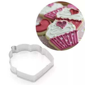 Cortador de pan de metal en forma de cupcake galletas fondant decoración artesanías azucareras hágalo usted mismo arcilla - Imagen 1 de 2