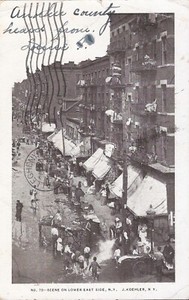 NEW YORK CITY - Lower East Side - 1902 - pushcarts, tenements, awnings - PMC