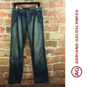 AG JEANS Hey Day Relaxed Straight Mens 29/30x35 Dark Wash Distressed Designer - Picture 1 of 8