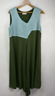 Shaheen Dress Color Block Handkerchief Hem Sleeveless Green Blue Jersey Knit M