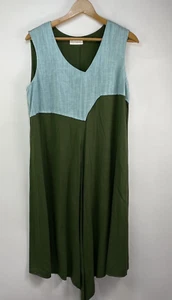 Shaheen Kleid Color Block Taschentuchsaum ärmellos grün blau Jersey Strick M - Bild 1 von 12