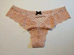 Victoria's Secret Body By Victoria Lace Thong, 404251, Peach Dot, Large - Picture 1 of 3