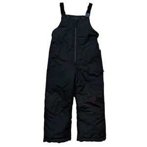 London Fog Bib Snow Ski Pants Black Overalls Zipper Unisex Boys Kids Medium 5/6 - Picture 1 of 5