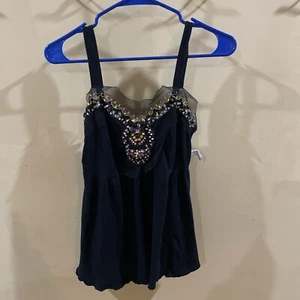 See You Monday Black Size S NWT Stoned Polyester Tank - Picture 1 of 3