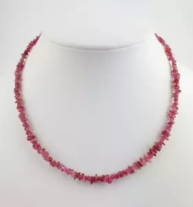 Tourmaline Chain Rubellite Pink Splitter Necklace 925 Silver Approx. 17 7/8in - Picture 1 of 5
