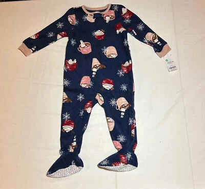 Pijama Carter's para niñas pequeñas azul caliente con estampado de cacao con patas de lana nuevo con etiquetas *por favor leer Foto 1 de 4