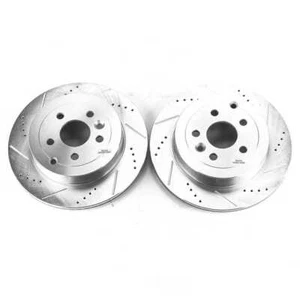 Disc Brake Rotor Set-Rear Drilled, Slotted and Zinc Plated Brake Rotor Pair - Picture 1 of 4