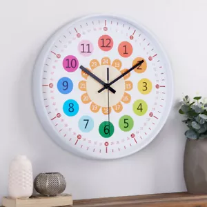Kids Children Time Teaching Wall Clock 30CM Pre-Teaching Bedroom Quartz Clock - Picture 1 of 12