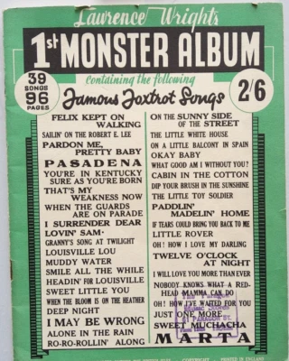 1st MONSTER ALBUM Lawrence Wright, foxtrot songs No 39 music score songbook - Image 1 of 3