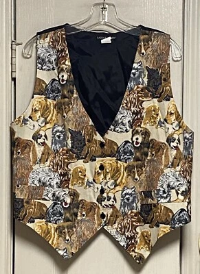 Chaleco vintage de los años 80 SADDLE RIVER L/XL para mujer con varias razas de perros pequeñas a grandes Foto 1 de 4