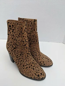 Gibson & Latimer Cheetah Boots Womens 9.5 M Cow Leather Booties Above Ankel - Picture 1 of 12