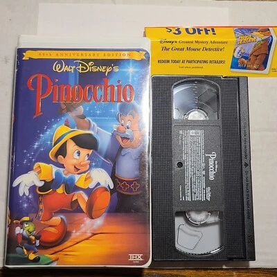 Pinocchio Gold Collection Walt Disney VHS Tape 18679 Classic 60th Anniversary Foto 1 de 4