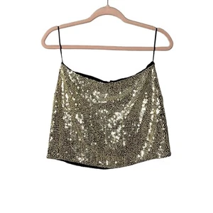 TOPSHOP Mini Skirt Women Size 4 Cream Beaded Sequin Lined Zip Up - Picture 1 of 9
