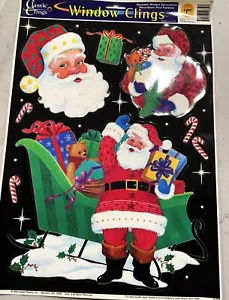 VTG. 2000 Christmas Classic Clings Reusable Window Decorations "Santa" New FUN - Picture 1 of 2