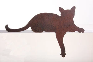 Kantenhocker Katze Edelrost Pfote nach unten Garten Deko - Bild 1 von 5