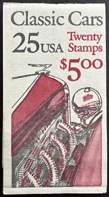US 1988 Sc# 2385a BK164 25¢ Classic Cars Complete Booklet MNH OG - Image 1 of 2