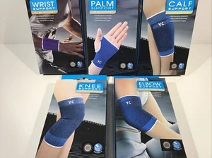 Knee 2 Pc Wrap Sleeve Brace Muscle Sports Pain Relief Arthritis - Picture 1 of 9