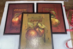 Home Interiors 3er Set Homegrown Fruit Prints Bilder Apfel Pfirsich Birne - Bild 1 von 6