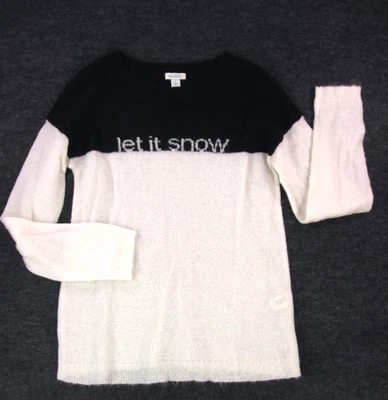 Mujeres Sundance Let it Snow Suéter Talla S Mohair Difuso Bloque de Color Negro Blanco Foto 1 de 4