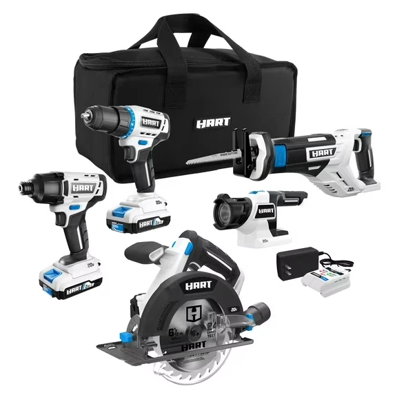 Hart 20V 5-Tool Combo Kit  w/Storage Bag - Incl. (2) 2.0ah Batteries and Charger - Image 1 of 1
