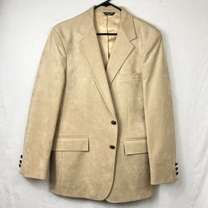 NEW Vintage Vegan Suede Blazer Suit Jacket Mens 42R 70s Academia Professor - Picture 1 of 17