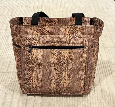 Bolsa de ombro SONIA RYKIEL Paris designer estampa de cobra polostra em excelente estado usado - Imagem 1 de 4
