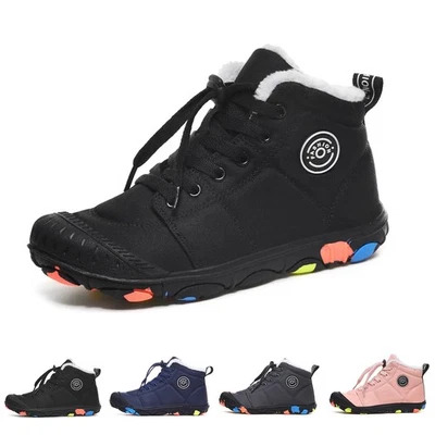 Kids Winter Walking Hiking Ankle Boots Quick Shoelace tie Trainers School Shoes - Image 1 of 4