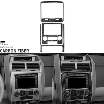 Cubierta de panel de CD de CA para consola central de fibra de carbono real 7 piezas para Ford Escape 2008-12 Foto 1 de 4
