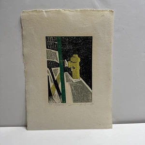 Vintage Abstrakter Hydrant Kunstdruck Nummeriert Unbekannter Künstler - Bild 1 von 14