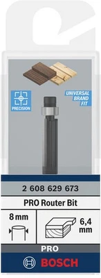 Bosch PRO Bündigfräser mit untenliegendem Führungskugellager, Ø 6,35 × L 20 - Bild 1 von 4