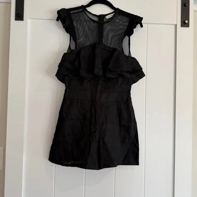 Romper novo com etiquetas Karina Grimaldi malha babado top preto arena linho - Imagem 1 de 4