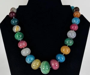 Collar LUC Lucas Lameth Ágata Esterlina Multicolor Pulido Grande Graduado - Imagen 1 de 15