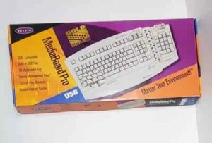 Mediaboard Pro Belkin Keyboard 18 Multimedia Keys for Windows Gold Series F8E886 - Picture 1 of 6