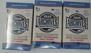 3-Box Lot 2020 Topps Archives Snapshots Hobby Box Factory Sealed Baseball