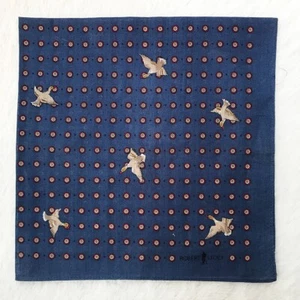 Handkerchief Vtg Blue Cotton Pattern Polka Dot & Flying Duck Pocket Square 18" - Picture 1 of 3